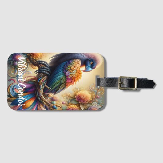 フェザードコン鮮やかドルのアーチ型トップツリーブランチ ラゲッジタグ (正面横)