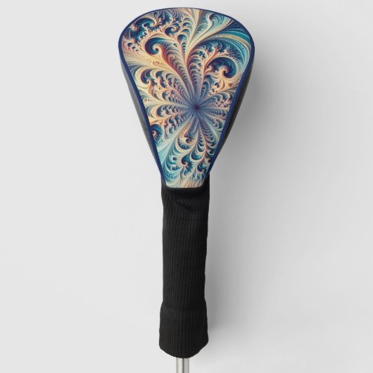 フェザードコーラル – 金ゴールドヘッドカバー ゴルフヘッドカバー (正面)