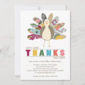 フェザードフレンド感謝祭ディナー招待状 招待状 (正面)