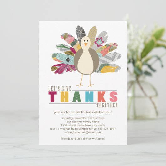 フェザードフレンド感謝祭ディナー招待状 招待状 (スタンド正面)