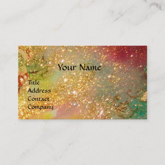 フェザードマスクモノグラム金ゴールド茶色の女性 名刺 (正面)