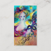 フェザードマスクモノグラム金ゴールド茶色の女性 名刺 (裏面)