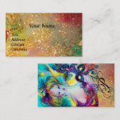 フェザードマスクモノグラム金ゴールド茶色の女性 名刺 (正面/裏面)