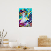 フェザードマスクヴェネツィアの仮装の夜を持つ女性 ポスター (キッチン)