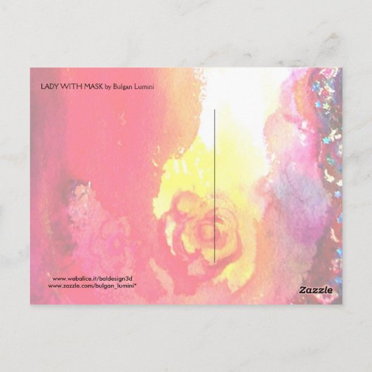 フェザードマスクヴェネツィアの仮装の夜を持つ女性 ポストカード (裏面)