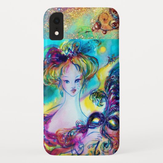 フェザードマスクヴェネツィアの仮装の夜を持つ女性 Case-Mate iPhoneケース (裏面)