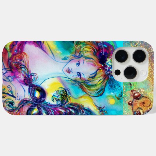 フェザードマスクヴェネツィアの仮装の夜を持つ女性 Case-Mate iPhoneケース (裏面 (横))