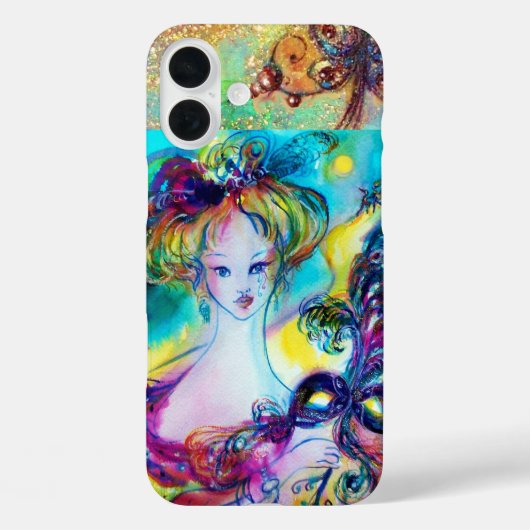 フェザードマスクヴェネツィアの仮装の夜を持つ女性 Case-Mate iPhoneケース (裏面)