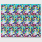 フェザードマスク付き女性/ベネチアンマスカレード ラッピングペーパー (フラット)