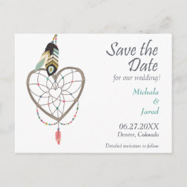 フェザーハートドリームキャッチャーSave the Date 結婚's 案内ポストカード