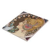 フェザーバイアルフォンスミュシャ-ヴィンテージアールヌーボー タイル (側面)