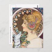 フェザーバイアルフォンスミュシャ-ヴィンテージアールヌーボー ポストカード (正面/裏面)