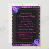 フェザーピンク&金ゴールドマスクマスカレードパーティー招待状 招待状 (裏面)