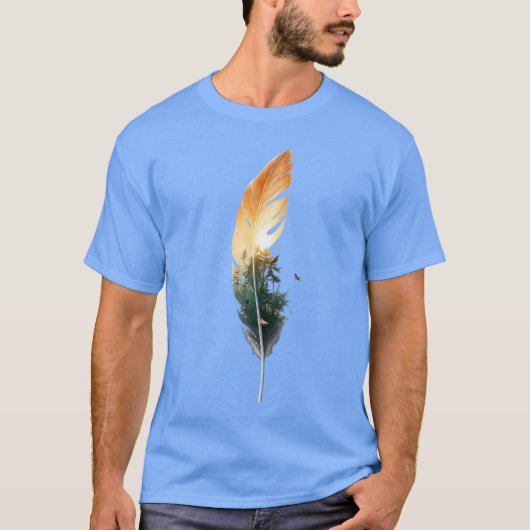 フェザーフォレストの夕焼け二重露光Tシャツ Tシャツ (正面)