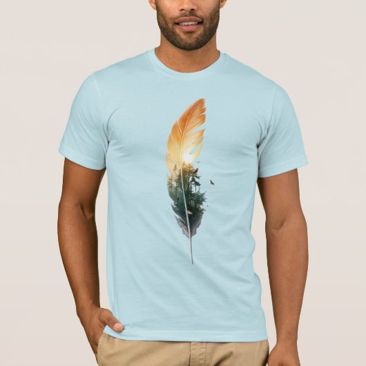 フェザーフォレストの夕焼け二重露光Tシャツ Tシャツ (正面)