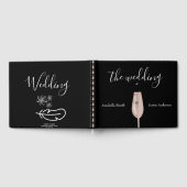 フェザーフローラピンクシャンパン結婚式招待状 ゲストブック (全面)