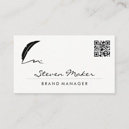 フェザーペンロゴ | QRコード名刺 名刺 (正面)