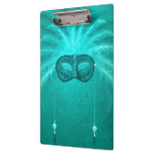 フェザーマスカレードマスクエレガントヴィンテージティール(緑がかった色) クリップボード (左)