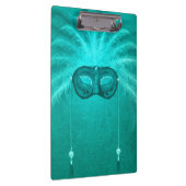 フェザーマスカレードマスクエレガントヴィンテージティール(緑がかった色) クリップボード (右)