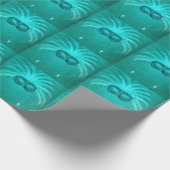 フェザーマスカレードマスクエレガントヴィンテージティール(緑がかった色) ラッピングペーパー (角)