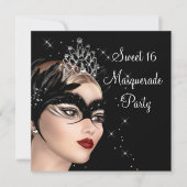 フェザーマスクティアラスウィート16マスカレードパーティー 招待状 (正面)