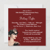 フェザーマスクティアラスウィート16マスカレードパーティー 招待状 (裏面)