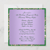 フェザーマスクパープルスウィート16マスカレードパーティー 招待状 (裏面)