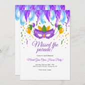 フェザーマスクマルディグラスパーティー 招待状 (正面/裏面)