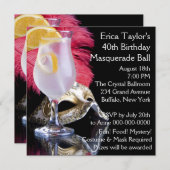フェザーマスク40thバースデーマスカレードパーティー 招待状 (正面/裏面)