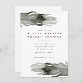 フェザーモダンウォーターのカラーブライダルシャワー 招待状 (正面/裏面)