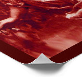 フェザー付きロマンチックなエンジェルアンティーク赤白 ポスター (角)