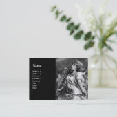 フェザー付きロマンチックなエンジェル白黒パール 名刺 (スタンド正面)