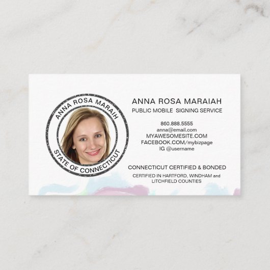 *~*フェザー公証印紙フォトペン署名エージェント  名刺 (裏面)