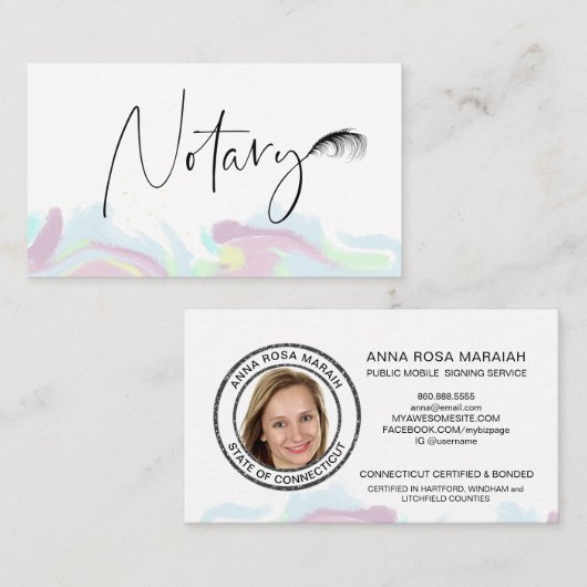 *~*フェザー公証印紙フォトペン署名エージェント  名刺 (正面/裏面)