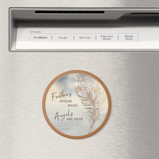 フェザー感動的&エンジェル引用文ウォーターカラー3" マグネット (インサイチュ (食洗機))