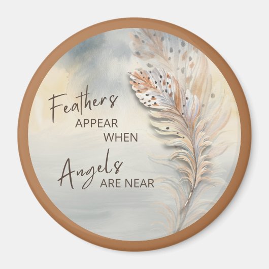 フェザー感動的&エンジェル引用文ウォーターカラー3" マグネット (正面)