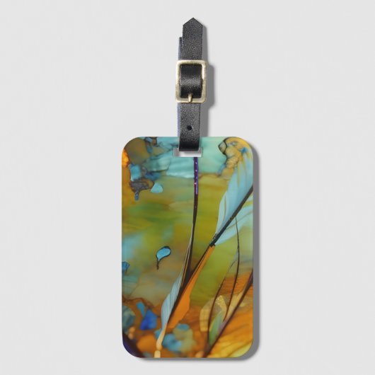 フェザー抽象芸術AIアート ラゲッジタグ (正面縦)