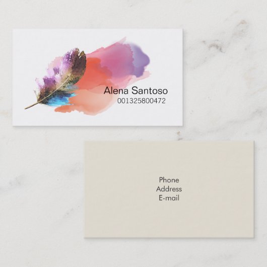 フェザー水彩 名刺 (正面/裏面)
