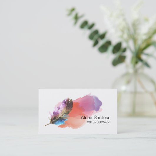 フェザー水彩 名刺 (スタンド正面)