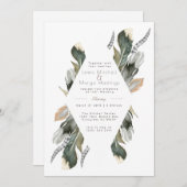 フェザー水色ダイヤモンドオーバーレイ | 結婚s 招待状 (正面/裏面)