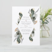 フェザー水色ダイヤモンドオーバーレイ | 結婚s 招待状 (スタンド正面)