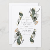 フェザー水色ダイヤモンドオーバーレイ | 結婚s 招待状 (正面/裏面)