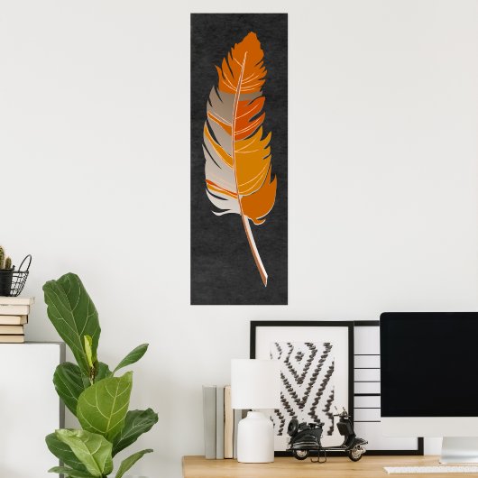 フェザー独身の – ク素朴ルボード上のオレンジ ポスター (ホームオフィス)