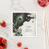 フェザー素朴アジアの空の雲の孔雀結婚の スタンダードカクテルナプキン (インサイチュ)