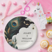 フェザー素朴アジアの空の雲の孔雀結婚の ペーパープレート (パーティー)