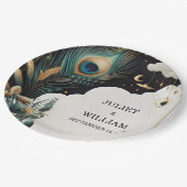 フェザー素朴アジアの空の雲の孔雀結婚の ペーパープレート (アングル)