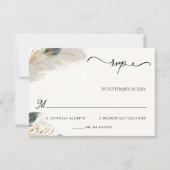 フェザー素朴アジアの空の雲の孔雀結婚の 出欠カード (正面)