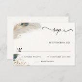 フェザー素朴アジアの空の雲の孔雀結婚の 出欠カード (正面/裏面)