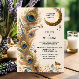 フェザー素朴アジアの空の雲の孔雀結婚の 招待状