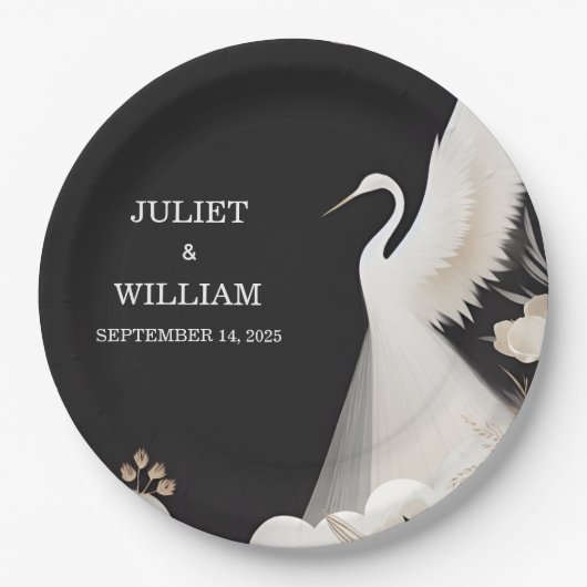 フェザー素朴アジア空おもしろい雲ク結婚レーン ペーパープレート (正面)